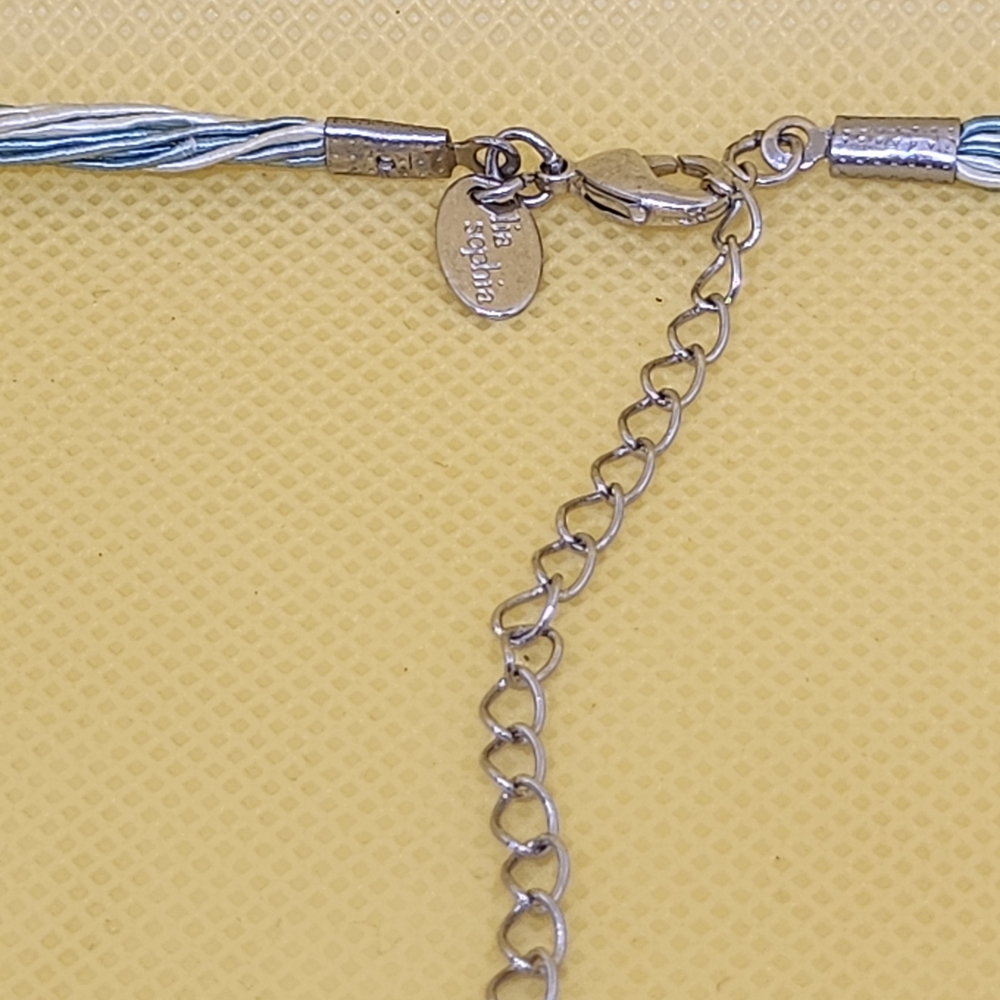 Lia Sophia Silver Necklace with Blue and White Cord